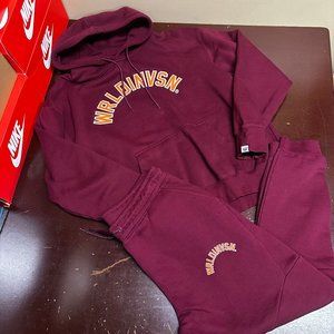 World Vision Mens Maroon Long Sleeve Hoodie And Jogger Sweat Tracksuit Size L